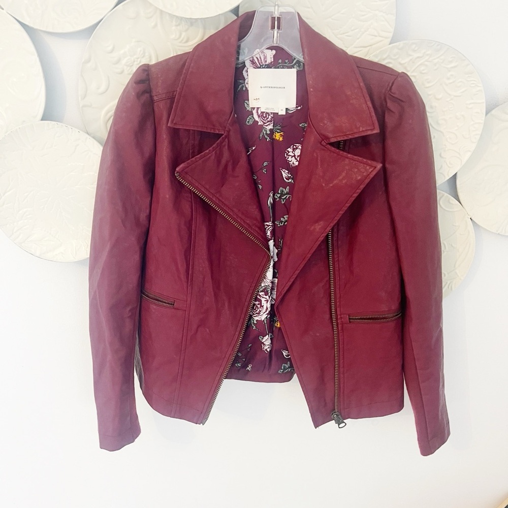 XS Anthro Faux Leather Moto Jacket - Picture 2 of 4